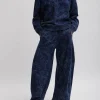 Tibi Acid Wash Cocoon Crewneck Sweatshirt Acid Navy Best