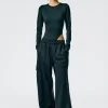 Tibi Active Knit Wide Leg Pull On Pant Black Hot