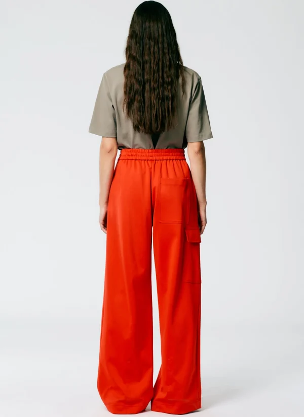 Tibi Active Knit Wide Leg Pull On Pant Red Online