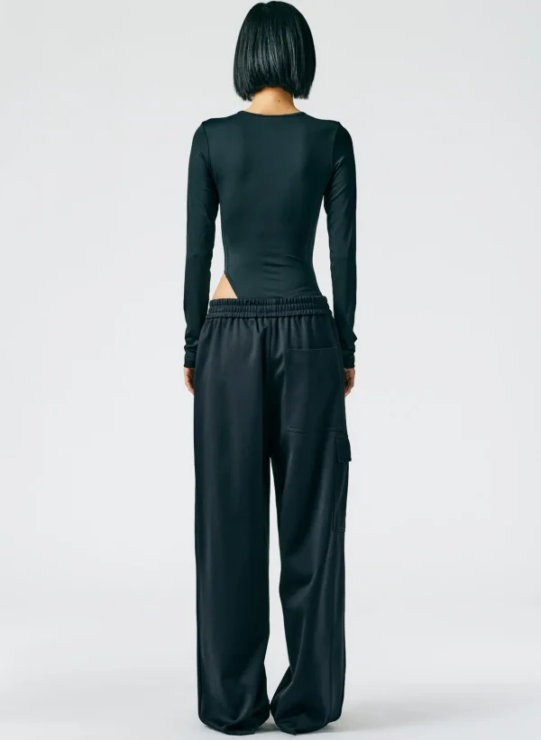 Tibi Active Knit Wide Leg Pull On Pant Black Hot