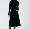 Tibi Denim Midi A-Line Skirt Black Flash Sale
