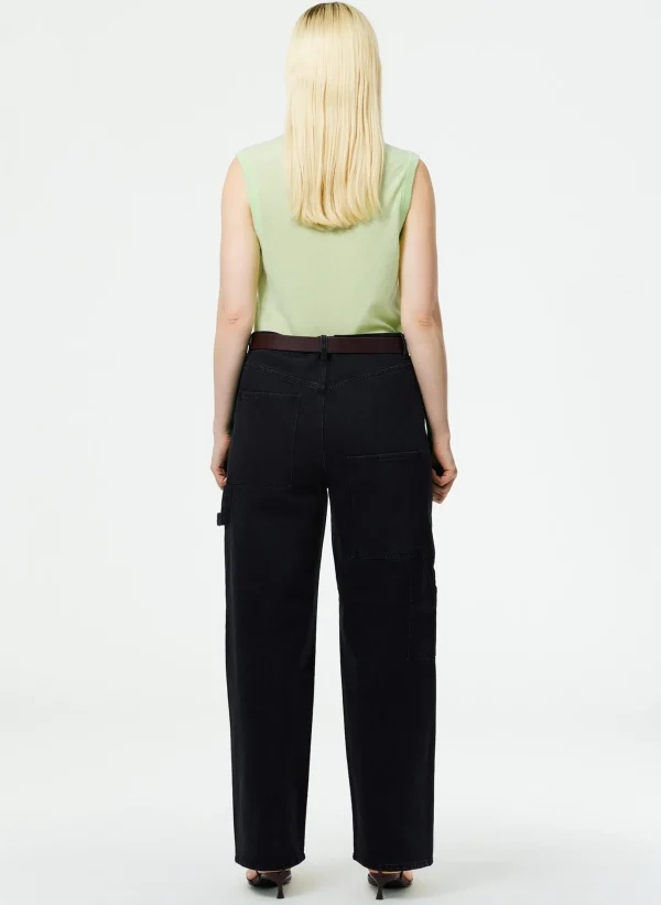 Tibi Denim Slouchy Carpenter Jean Black Flash Sale