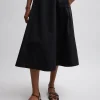 Tibi Bonded Luxe Twill Circle Skirt Black New