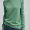 Tibi Cashmere Silk Blend Mock Neck Easy Sweater Green Tea Discount