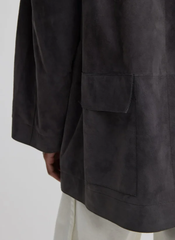 Tibi Cassiterite Suede Carcoat Grey New