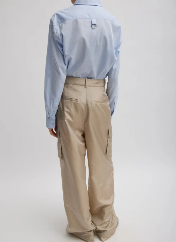 Tibi Charlie Men's Slim Shirt Blue Fashion