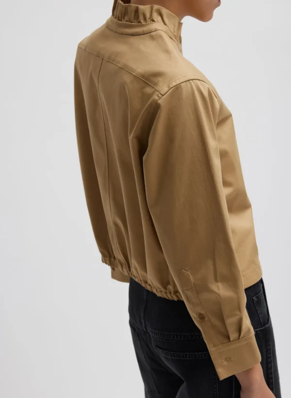 Tibi Chino Holly Bracelet Sleeve Shirt Tan Cheap
