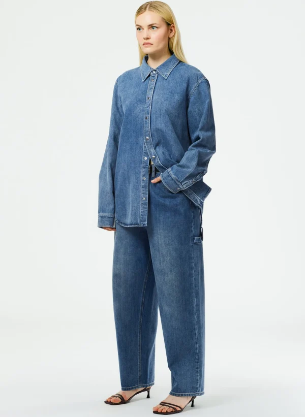 Tibi Classic Denim Slouchy Carpenter Jean Classic Blue Cheap