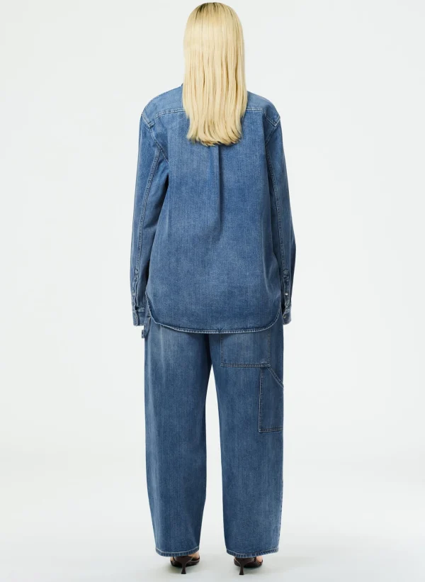 Tibi Classic Denim Slouchy Carpenter Jean Classic Blue Cheap