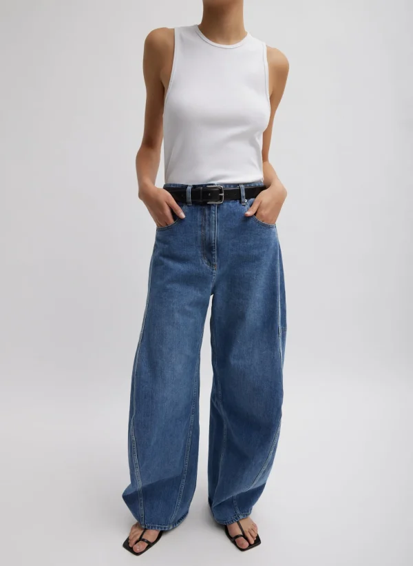 Tibi Classic Wash Denim Sid Jean Classic Blue New