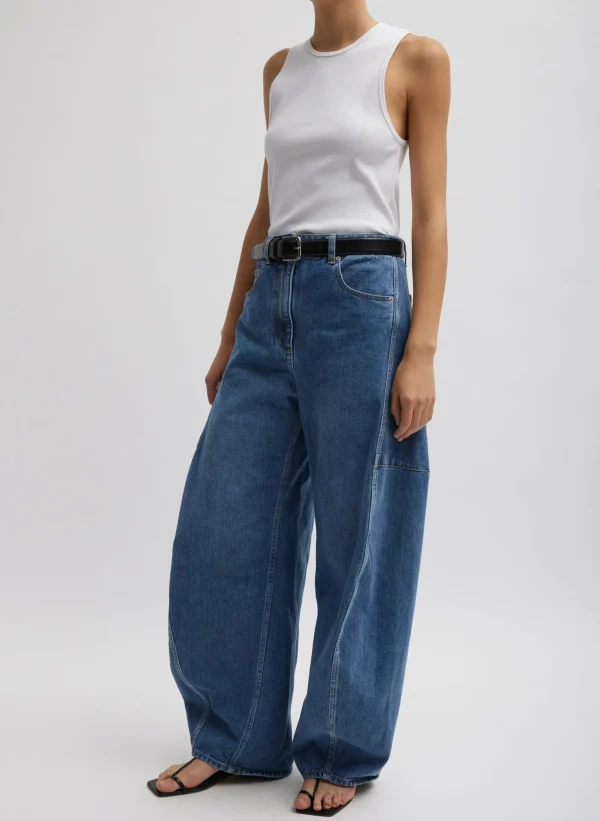 Tibi Classic Wash Denim Sid Jean Classic Blue New
