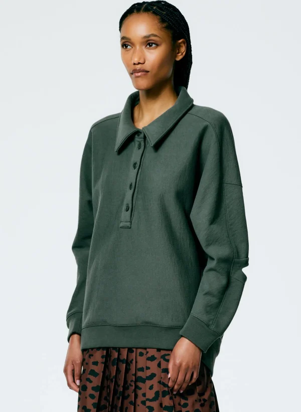 Tibi Cocoon Crewneck Sweatshirt Grey Pine Fashion