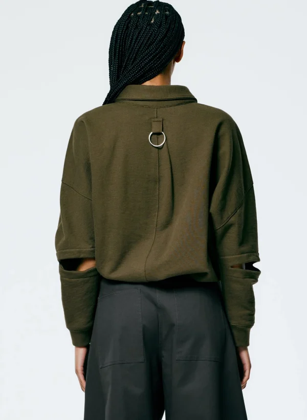 Tibi Cocoon Crewneck Sweatshirt Wood Hot