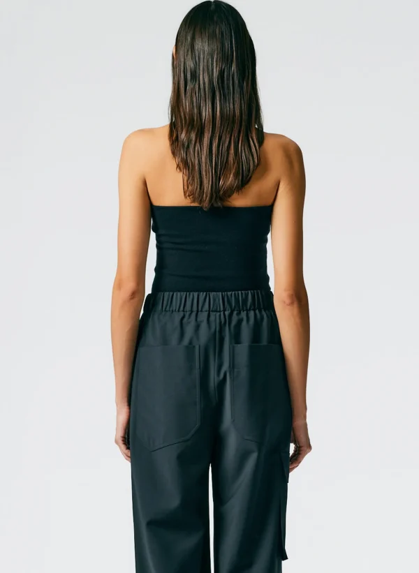 Tibi Compact Stretch Cashmere Tube Top Black Hot