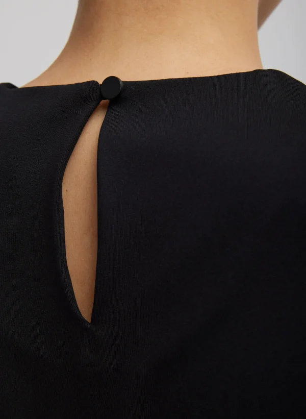 Tibi Compact Ultra Stretch Knit Long Sleeve Slim Top Black Shop