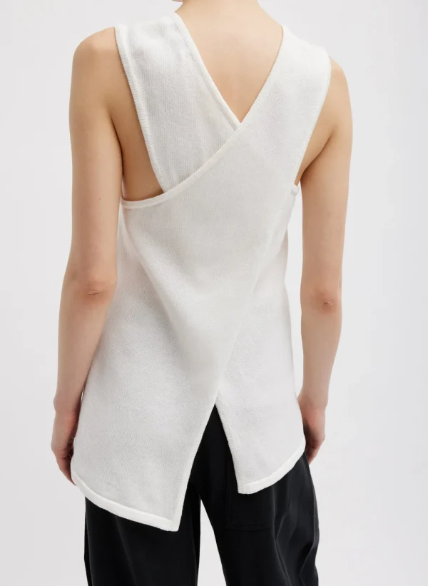 Tibi Cotton Criss Cross Sleeveless Sweater White Sale