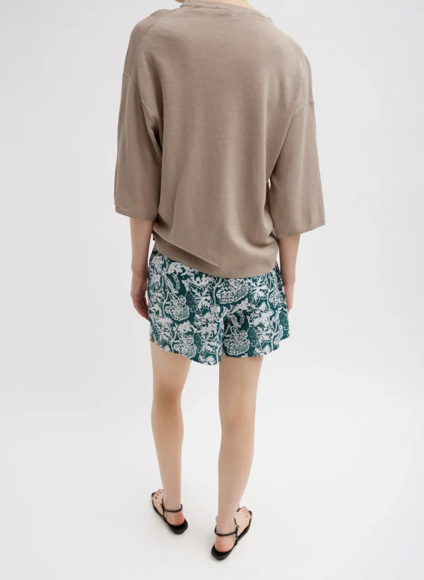 Tibi Crispy Sweater Oversized Easy T-Shirt Dark Stone Fashion
