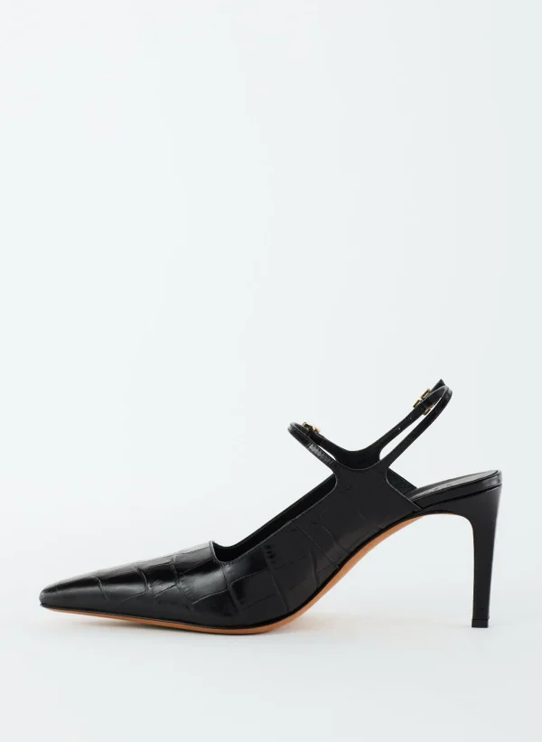 Tibi Croc Print Bob Slingback Black Clearance