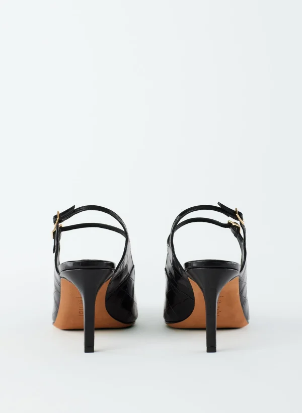 Tibi Croc Print Bob Slingback Black Clearance