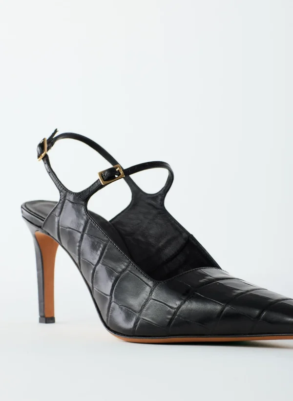 Tibi Croc Print Bob Slingback Black Clearance