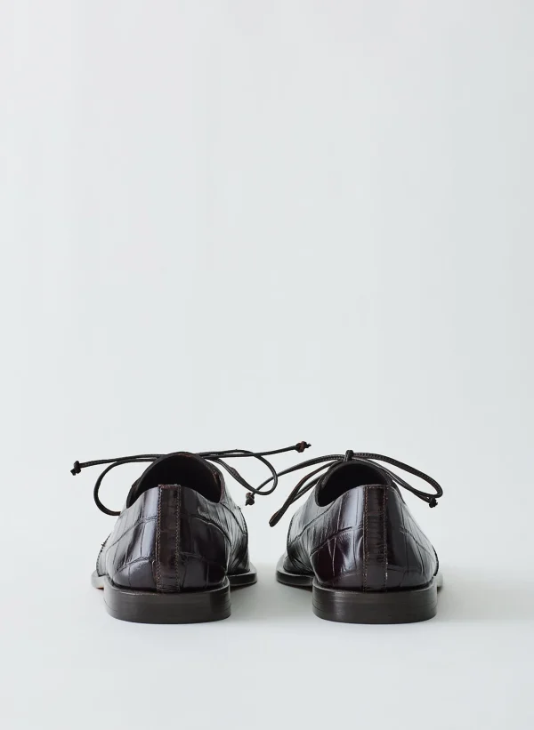 Tibi Croc Print Brody Square Toe Loafer Dark Brown Store