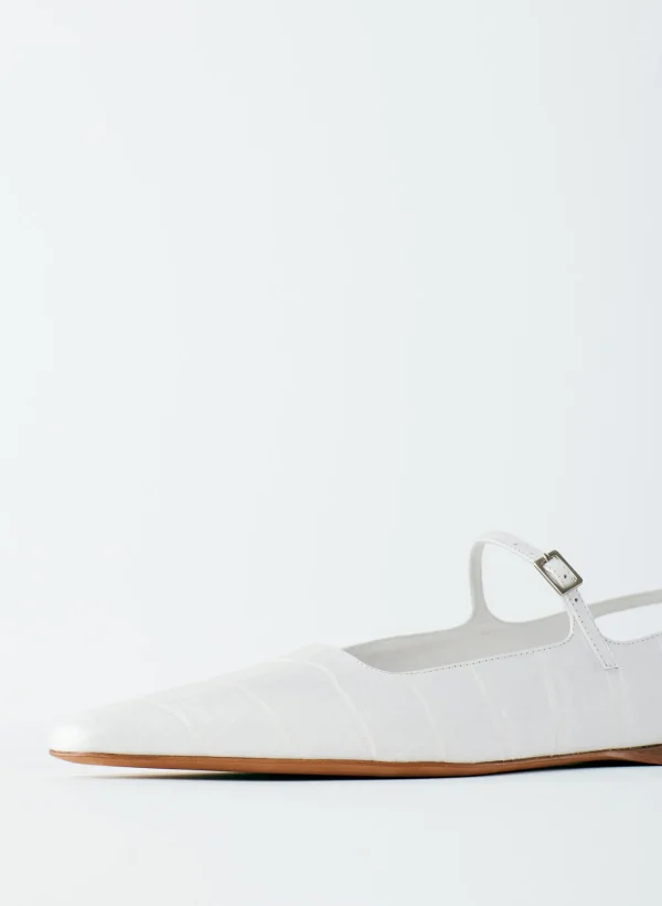 Tibi Croc Print Rudy Flat White Fashion