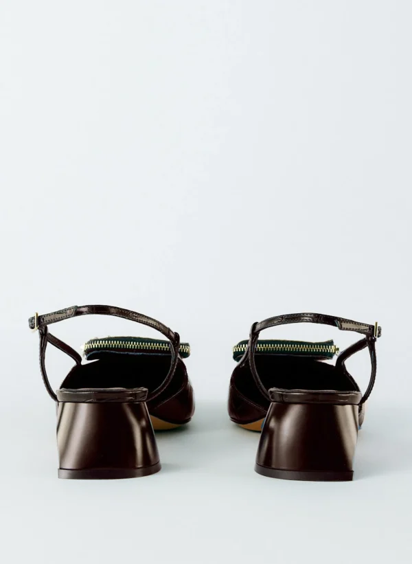 Tibi Croc Print Victor Slingback Brown Best