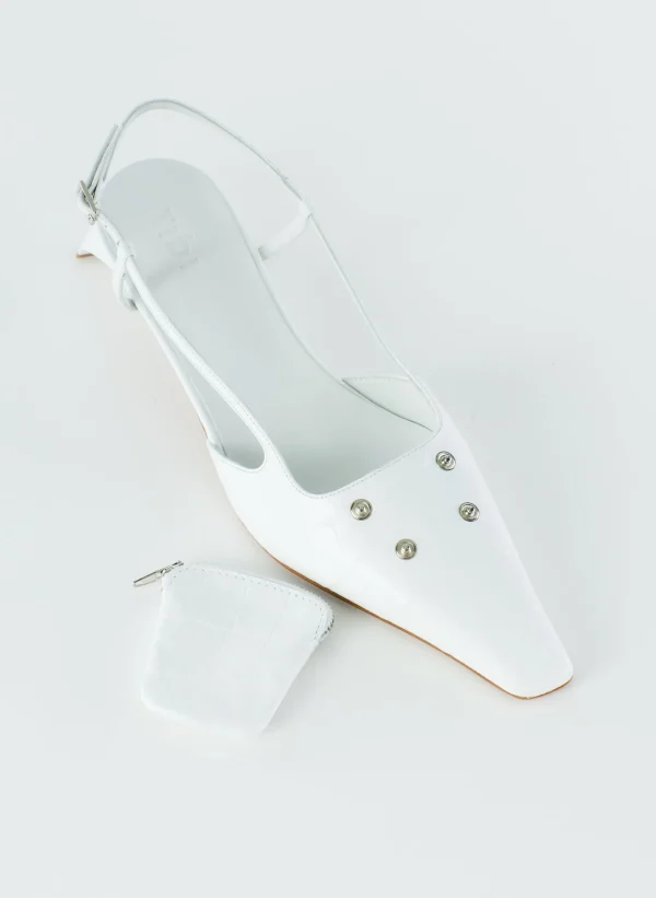 Tibi Croc Print Victor Slingback White Best