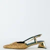 Tibi Curly Victor Slingback Gold Shop