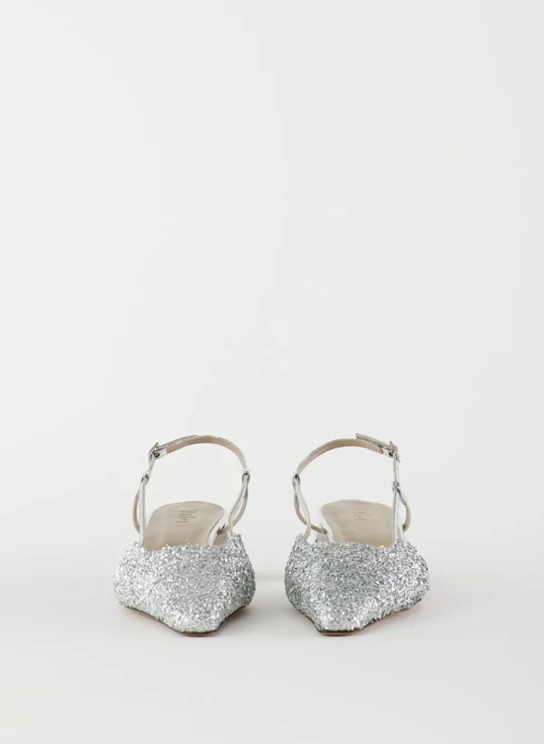 Tibi Curly Victor Slingback Silver Outlet