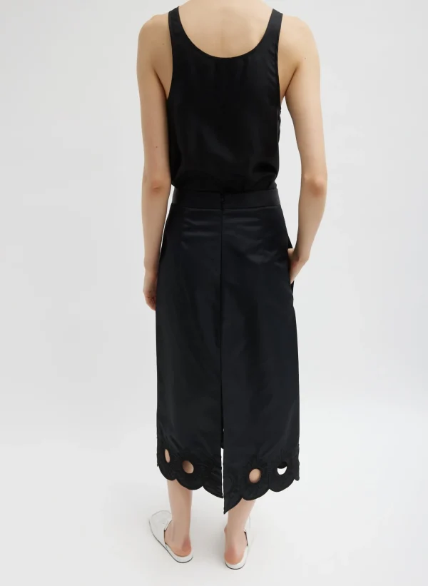 Tibi Daisy Embroidered Nylon Skirt Black Online