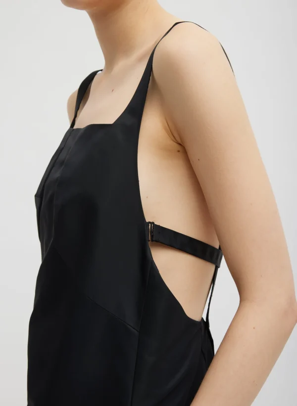 Tibi Daisy Embroidery Long Dress Black Clearance