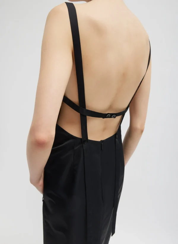 Tibi Daisy Embroidery Long Dress Black Clearance