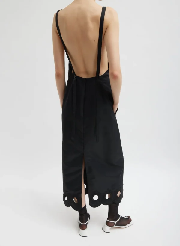 Tibi Daisy Embroidery Long Dress Black Clearance