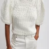 Tibi Deluxe Tube Yarn Sweater Mini Puff Pullover White Cheap