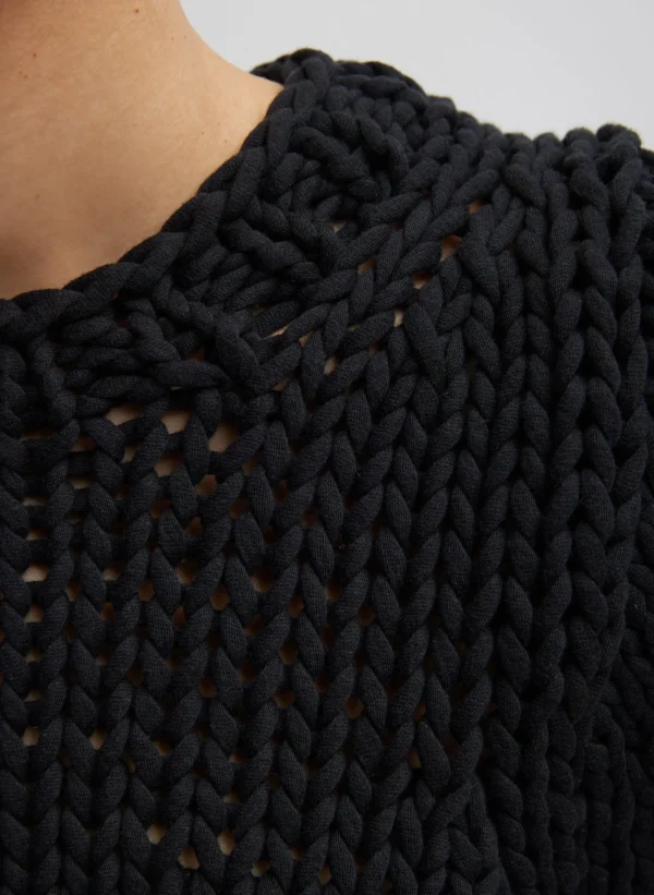 Tibi Deluxe Tube Yarn Sweater Mini Puff Pullover Black Sale