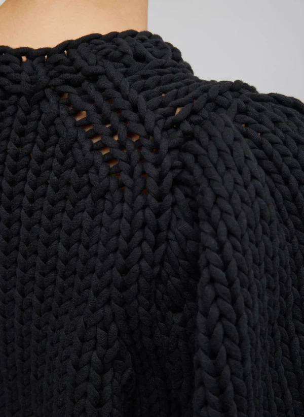 Tibi Deluxe Tube Yarn Sweater Mini Puff Pullover Black Sale