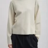Tibi Double Faced Cashmere Oversized Easy Sweater Cream Cheap