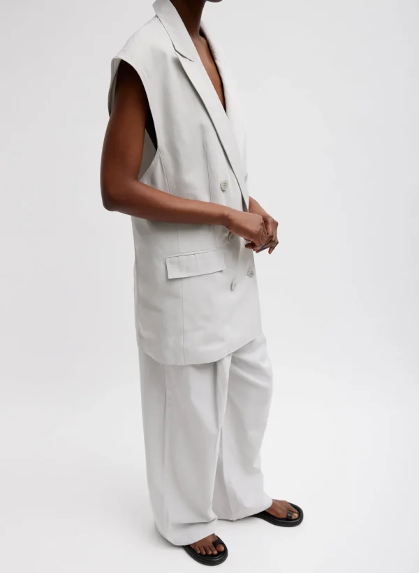Tibi Drapey Suiting Marit Pull On Pant Stone New