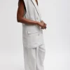 Tibi Drapey Suiting Oversized Double Breasted Vest Stone Hot