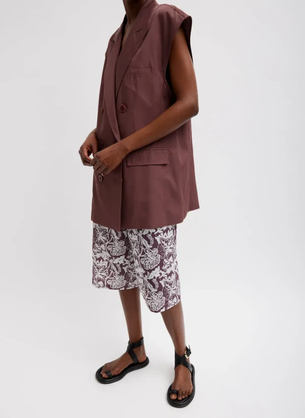 Tibi Drapey Suiting Oversized Double Breasted Vest Cinnamon Online