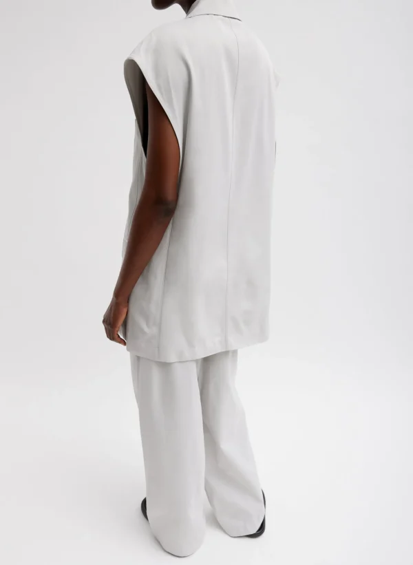 Tibi Drapey Suiting Oversized Double Breasted Vest Stone Hot