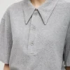 Tibi Dry Loop Terry Easy Polo Shirt Heather Grey Discount