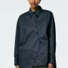 Tibi Eco Poplin Asymmetrical Shirt Navy Fog Best Sale
