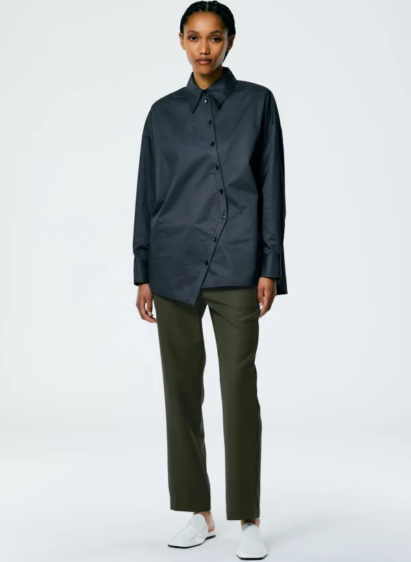 Tibi Eco Poplin Asymmetrical Shirt Navy Fog Best Sale