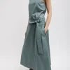 Tibi Eco Poplin Back Wrap Skirt Green Limestone Flash Sale
