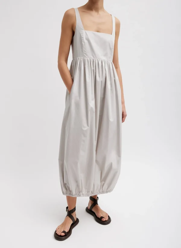 Tibi Eco Poplin Square Neck Sculpted Dress Stone Cheap