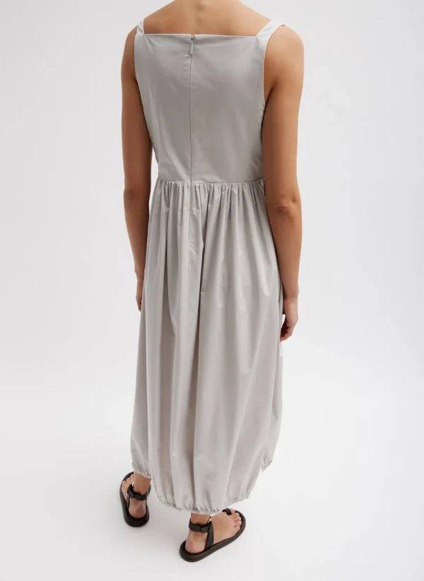 Tibi Eco Poplin Square Neck Sculpted Dress Stone Cheap