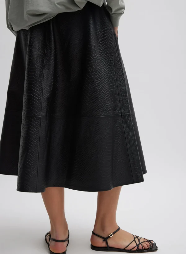 Tibi Embossed Python Circle Skirt Black Shop
