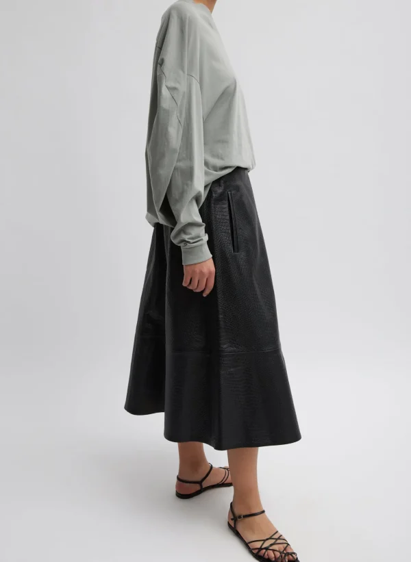 Tibi Embossed Python Circle Skirt Black Shop